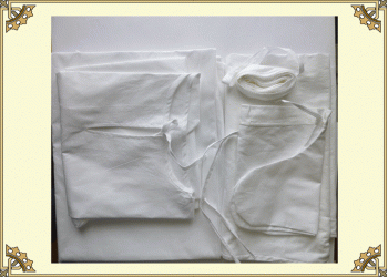 Погребальный комплект мужской (саван,рубашка,штаны,боты) с 62 до 64 размера 