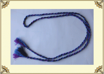 Пояс, ручное плетение «жгут» (синий-фиолетовый-черный)