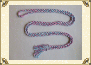 Пояс, ручное плетение, двухцветный, розовый-голубой